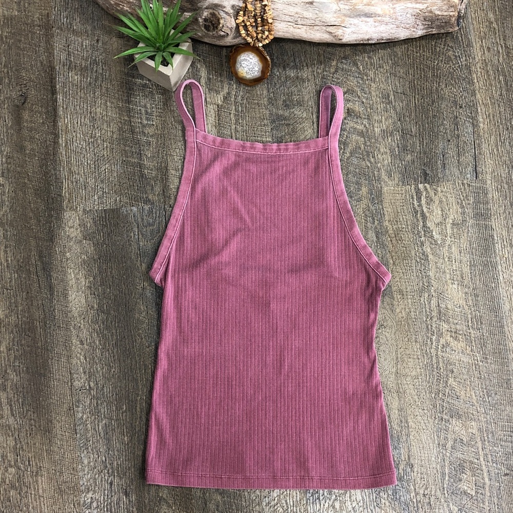 Free People Mauve Rose Pink Ribbed Tank Top Size Small